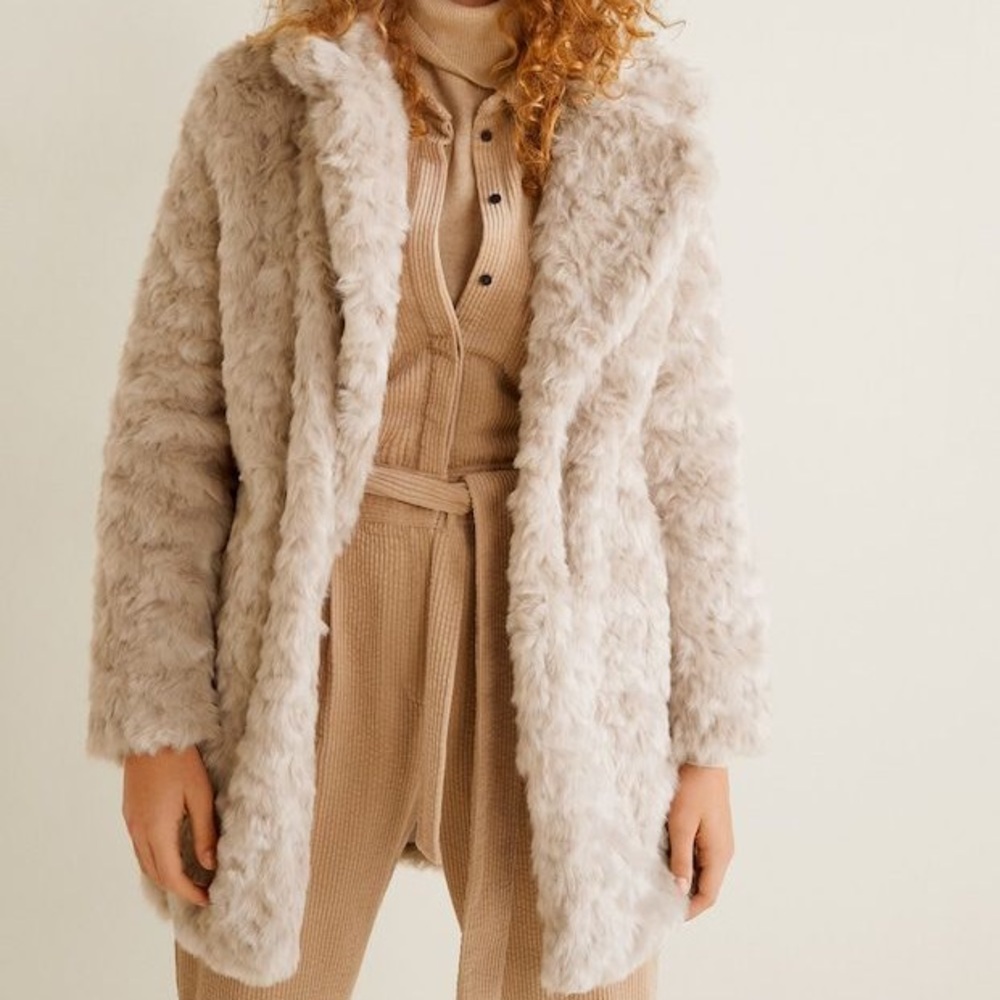 Mango Faux Fur Coat